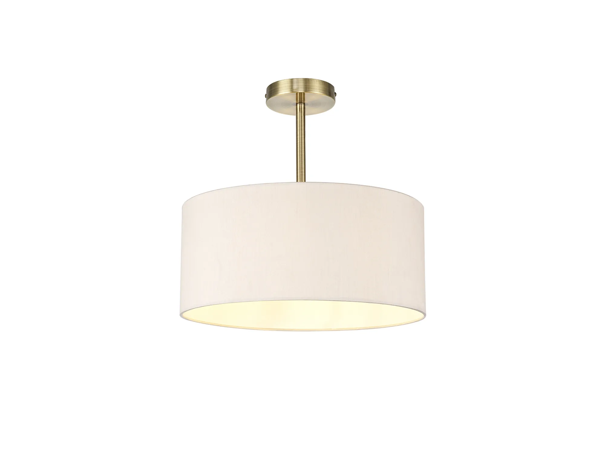 DK0168  Baymont 40cm Semi Flush 1 Light Antique Brass; Nude Beige/Moonlight